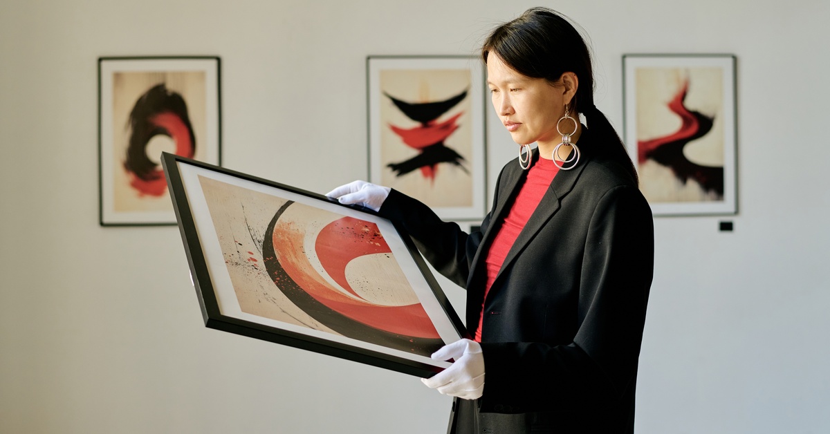 framed piece of abstract art. 